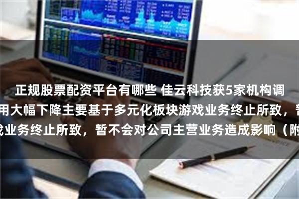 正规股票配资平台有哪些 佳云科技获5家机构调研：2024年度研发费用大幅下降主要基于多元化板块游戏业务终止所致，暂不会对公司主营业务造成影响（附调研问答）