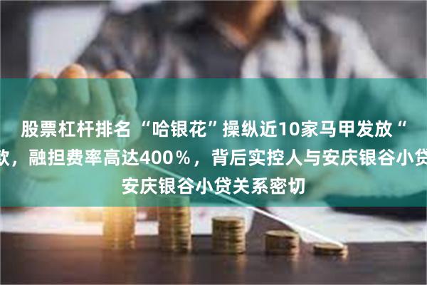 股票杠杆排名 “哈银花”操纵近10家马甲发放“月炮”贷款，融担费率高达400％，背后实控人与安庆银谷小贷关系密切
