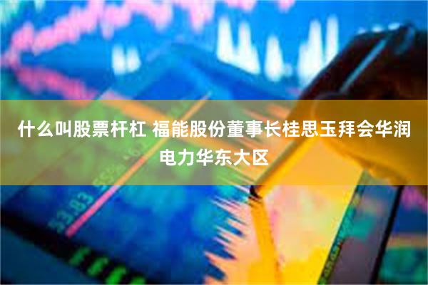 什么叫股票杆杠 福能股份董事长桂思玉拜会华润电力华东大区