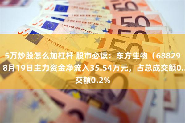 5万炒股怎么加杠杆 股市必读：东方生物（688298）8月19日主力资金净流入35.54万元，占总成交额0.2%