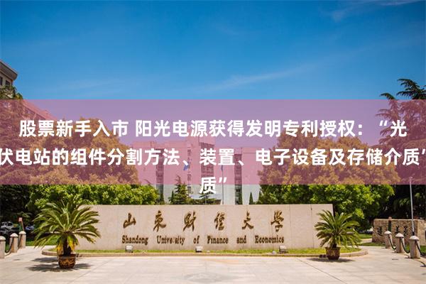 股票新手入市 阳光电源获得发明专利授权：“光伏电站的组件分割方法、装置、电子设备及存储介质”
