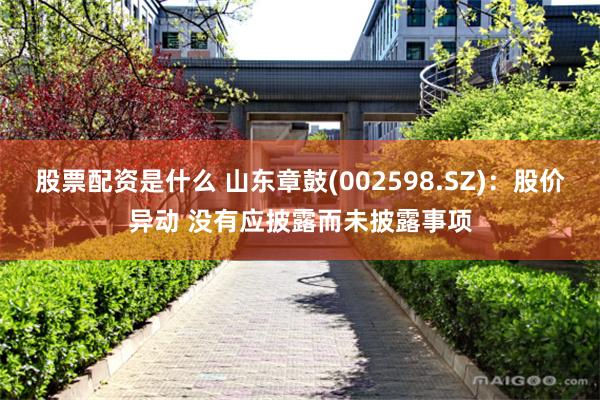 股票配资是什么 山东章鼓(002598.SZ)：股价异动 没有应披露而未披露事项