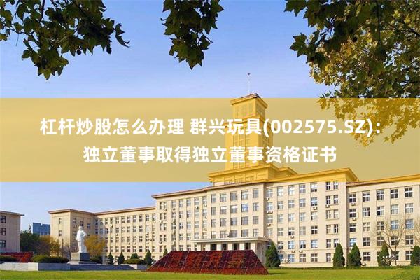 杠杆炒股怎么办理 群兴玩具(002575.SZ)：独立董事取得独立董事资格证书