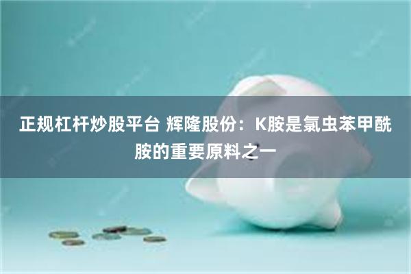 正规杠杆炒股平台 辉隆股份：K胺是氯虫苯甲酰胺的重要原料之一