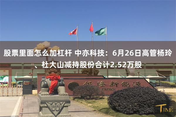 股票里面怎么加杠杆 中亦科技：6月26日高管杨玲、杜大山减持股份合计2.52万股