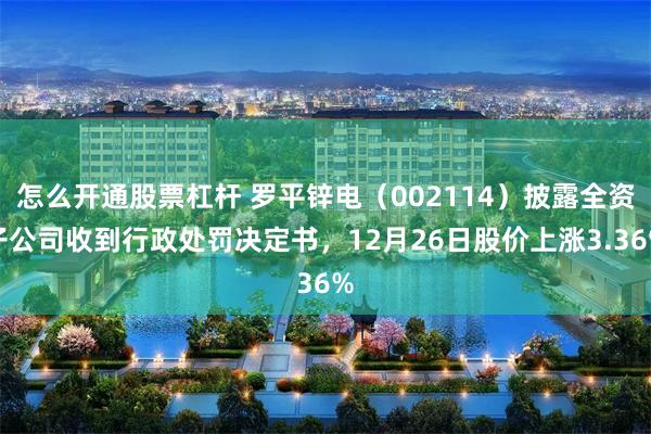 怎么开通股票杠杆 罗平锌电（002114）披露全资子公司收到行政处罚决定书，12月26日股价上涨3.36%