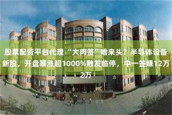 股票配资平台代理 “大肉签”啥来头？半导体设备新股，开盘暴涨超1000%触发临停，中一签赚12万