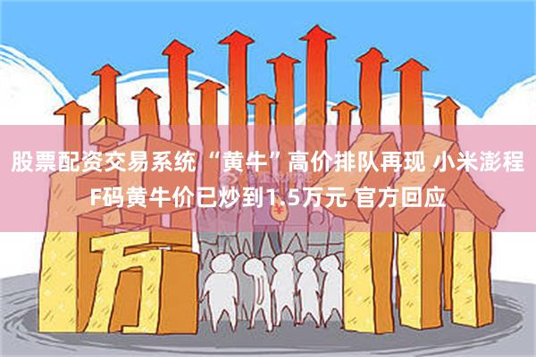 股票配资交易系统 “黄牛”高价排队再现 小米澎程F码黄牛价已炒到1.5万元 官方回应