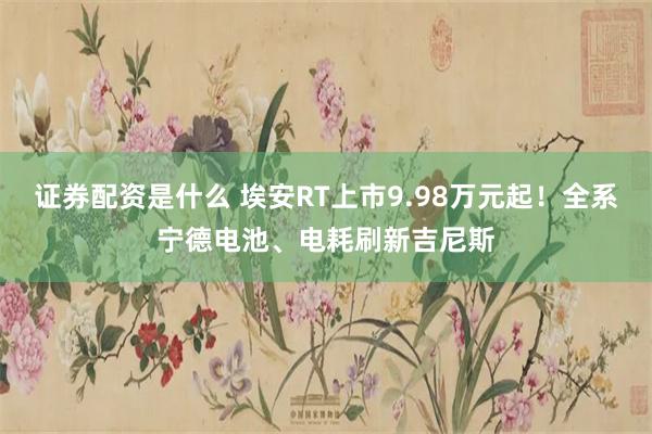 证券配资是什么 埃安RT上市9.98万元起！全系宁德电池、电耗刷新吉尼斯