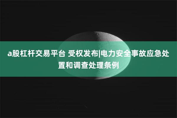 a股杠杆交易平台 受权发布|电力安全事故应急处置和调查处理条例