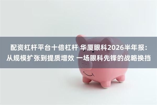 配资杠杆平台十倍杠杆 华厦眼科2026半年报：从规模扩张到提质增效 一场眼科先锋的战略换挡
