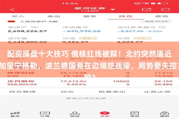 配资操盘十大技巧 俄核红线被踩！北约突然逼近加里宁格勒，波兰德国竟在边境挖战壕，局势要失控？