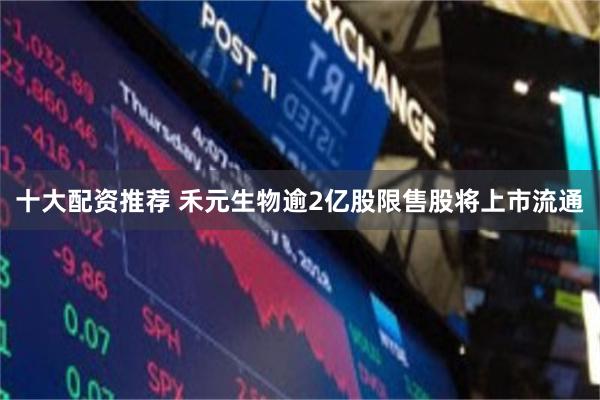 十大配资推荐 禾元生物逾2亿股限售股将上市流通