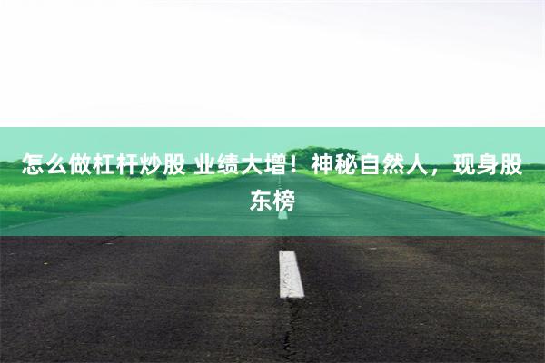 怎么做杠杆炒股 业绩大增！神秘自然人，现身股东榜