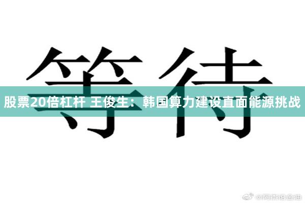 股票20倍杠杆 王俊生：韩国算力建设直面能源挑战